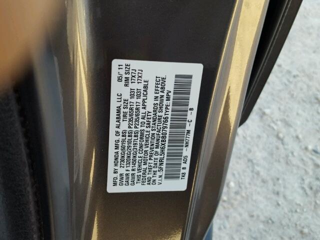 5FNRL5H6XBB079766 - 2011 HONDA ODYSSEY EX BROWN photo 10