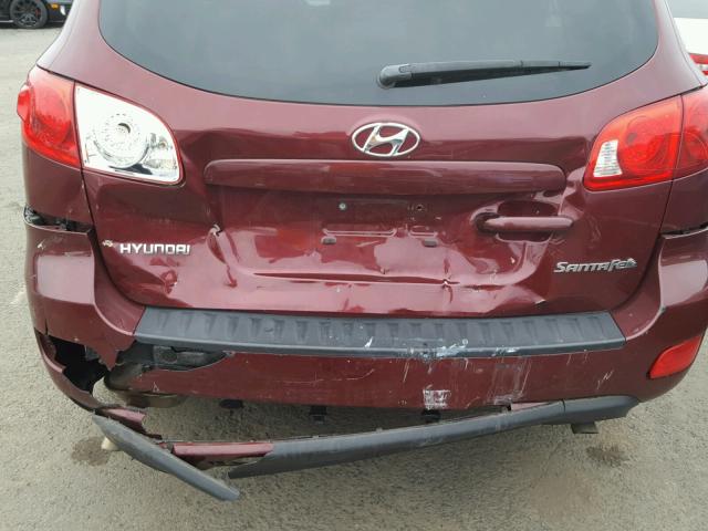 5NMSG13D88H158140 - 2008 HYUNDAI SANTA FE G MAROON photo 9