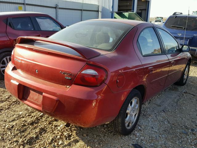 1B3ES56C95D240714 - 2005 DODGE NEON RED photo 4