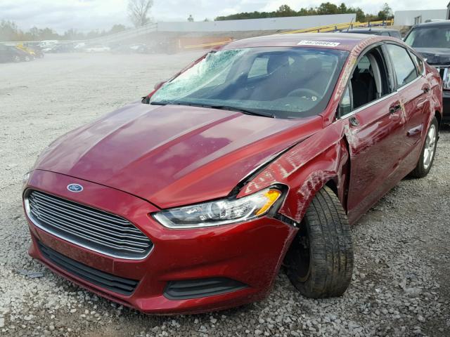 3FA6P0H78GR363475 - 2016 FORD FUSION SE RED photo 2