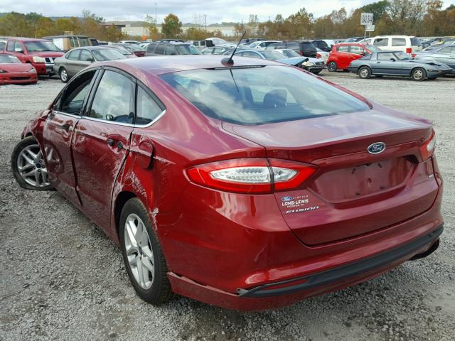 3FA6P0H78GR363475 - 2016 FORD FUSION SE RED photo 3