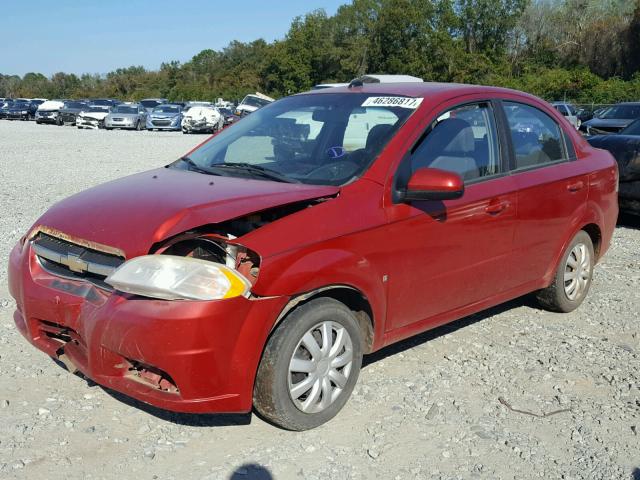 KL1TD56E29B338879 - 2009 CHEVROLET AVEO LS RED photo 2