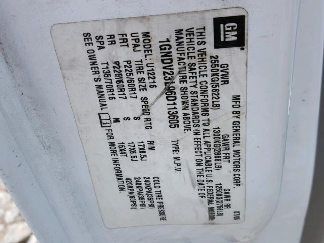 1GNDV23L96D113605 - 2006 CHEVROLET UPLANDER L 白色 照片 10