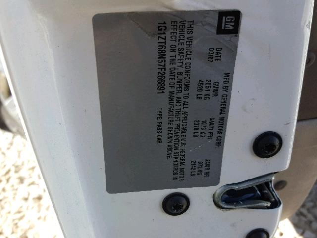 1G1ZT68N57F266891 - 2007 CHEVROLET MALIBU MAX თეთრი ფოტო 10