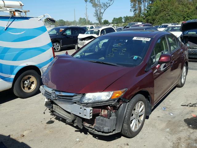 2HGFB2F88CH515360 - 2012 HONDA CIVIC EX BURGUNDY photo 2