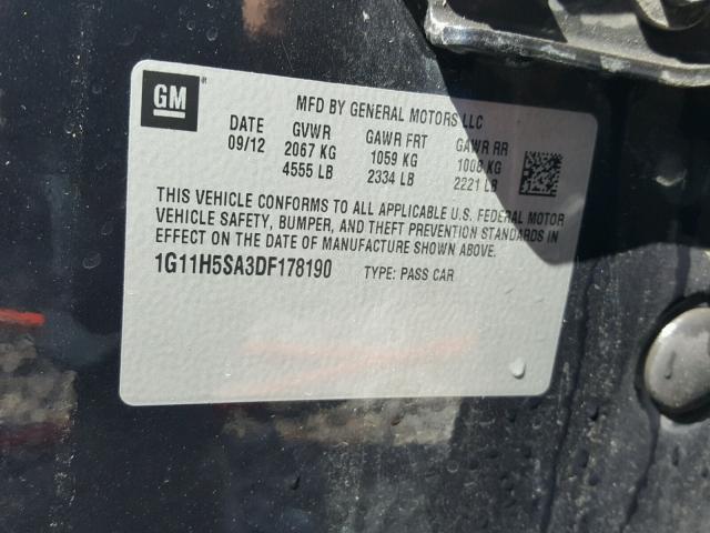 1G11H5SA3DF178190 - 2013 CHEVROLET MALIBU LTZ 黑色 照片 10