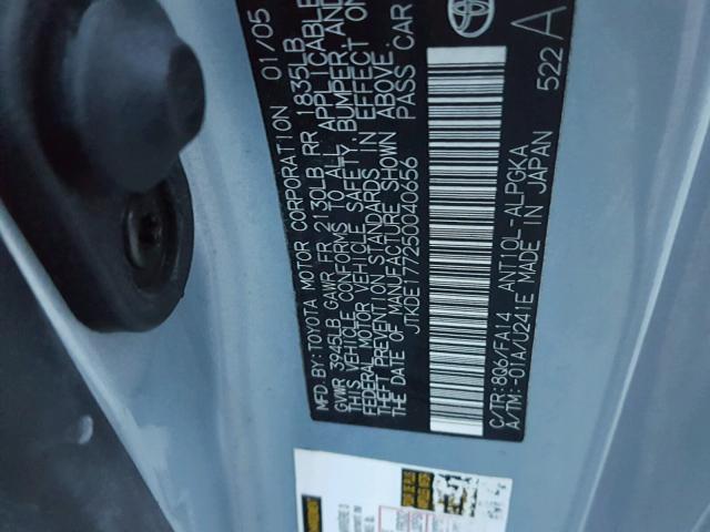 JTKDE177250040656 - 2005 TOYOTA SCION TC 蓝色 照片 10