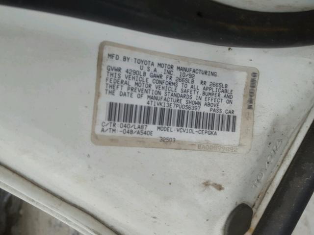 4T1VK13E7PU056397 - 1993 TOYOTA CAMRY XLE WHITE photo 10