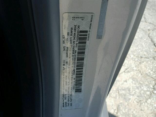 3VWRF31Y87M416748 - 2007 VOLKSWAGEN NEW BEETLE 银色 照片 10