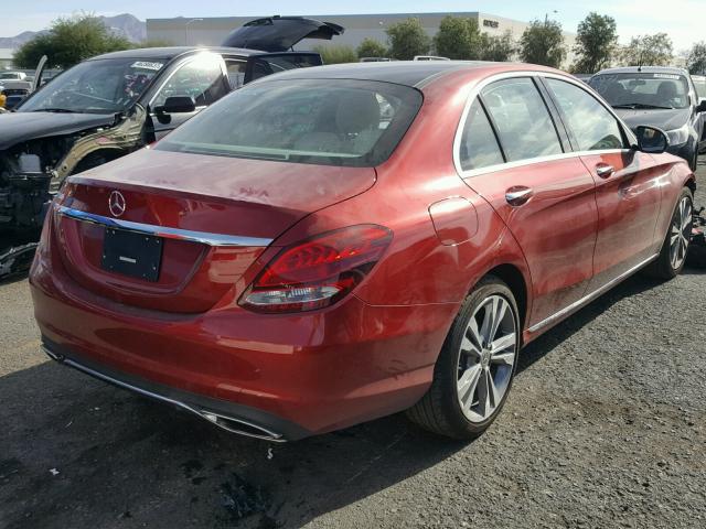 55SWF4JBXHU227854 - 2017 MERCEDES-BENZ C 300 RED photo 4