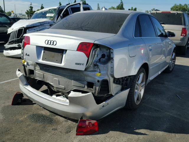 WAUAF78EX8A109175 - 2008 AUDI A4 2.0T SILVER photo 4