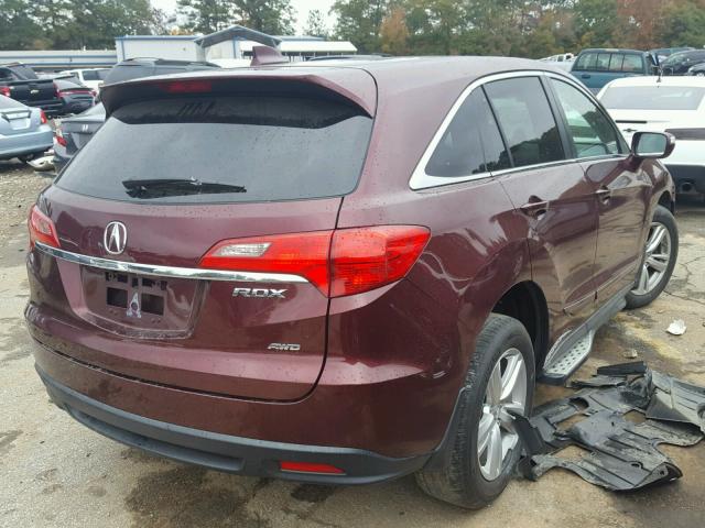 5J8TB4H58DL003782 - 2013 ACURA RDX TECHNO MAROON photo 4