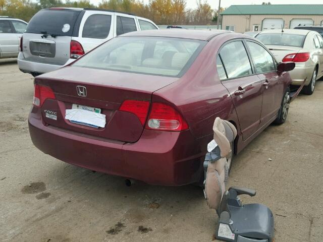 1HGFA16506L058263 - 2006 HONDA CIVIC LX RED photo 4