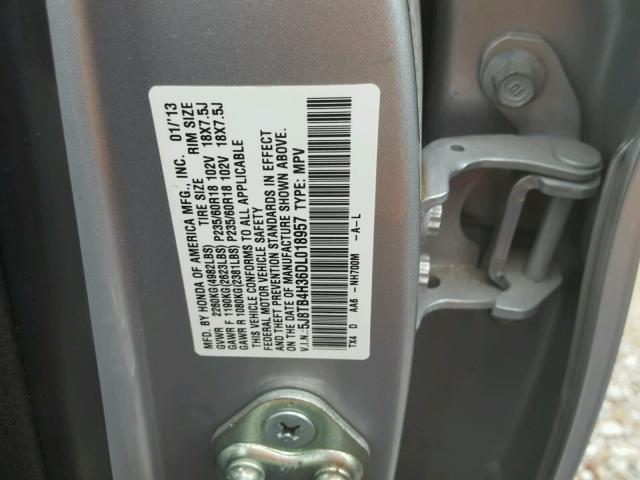 5J8TB4H36DL018957 - 2013 ACURA RDX BASE SILVER photo 10