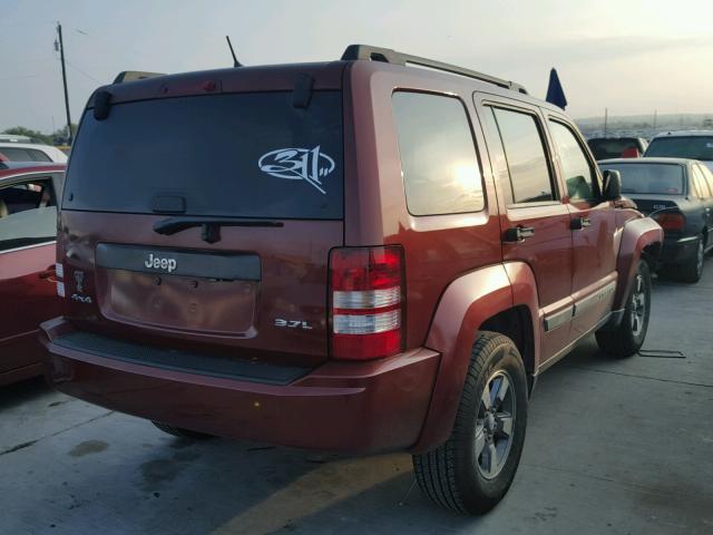 1J8GN28KX8W235461 - 2008 JEEP LIBERTY SP BURGUNDY photo 4