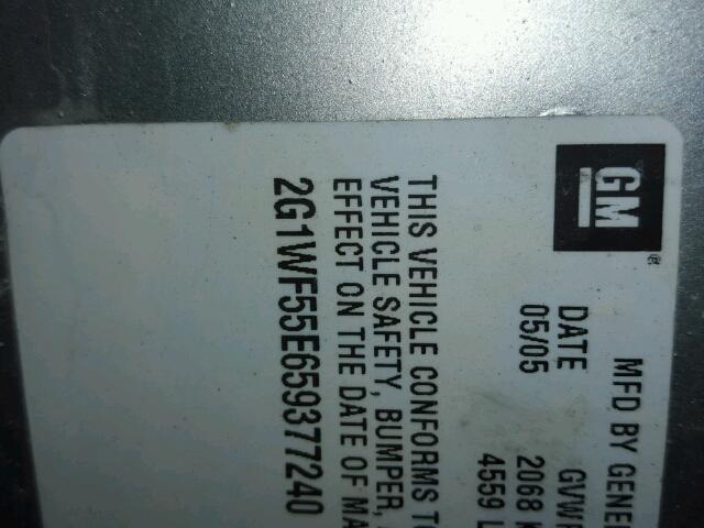 2G1WF55E659377240 - 2005 CHEVROLET IMPALA SILVER photo 10