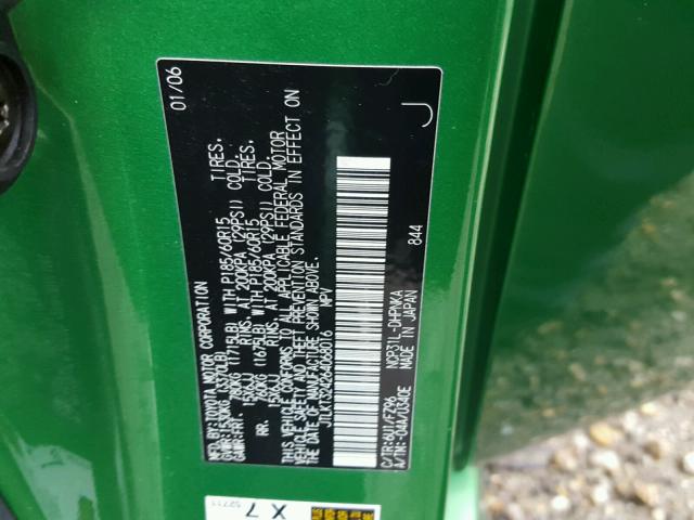 JTLKT324264068016 - 2006 TOYOTA SCION XB Yeşil fotoğraf 10