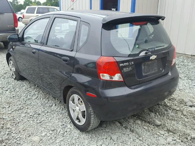 KL1TD62655B395544 - 2005 CHEVROLET AVEO BASE Սև լուսանկար 3
