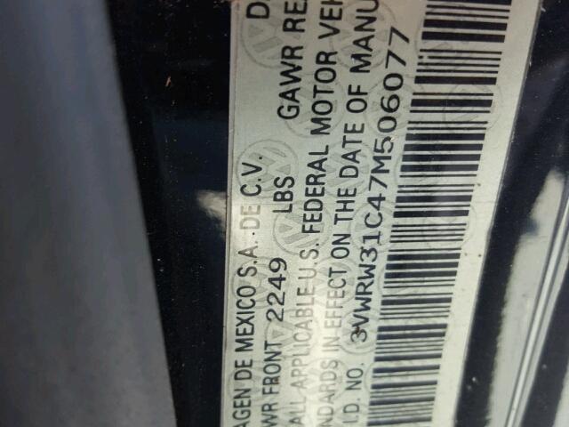 3VWRW31C47M506077 - 2007 VOLKSWAGEN NEW BEETLE 黑色 照片 10