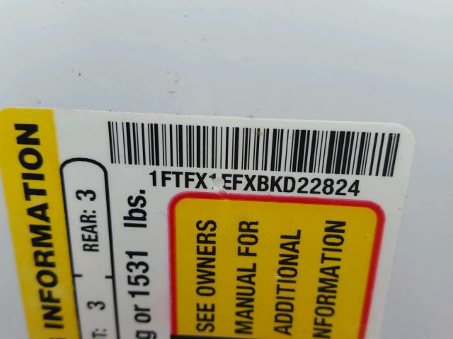 1FTFX1EFXBKD22824 - 2011 FORD F150 SUPER WHITE photo 10