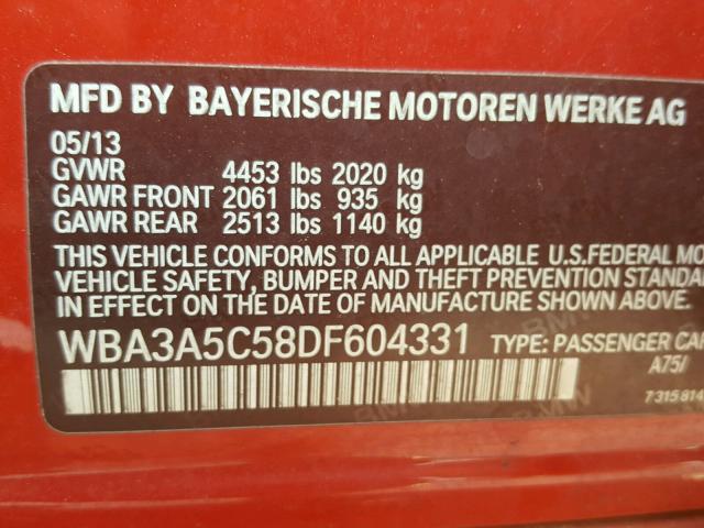 WBA3A5C58DF604331 - 2013 BMW 328 I RED photo 10