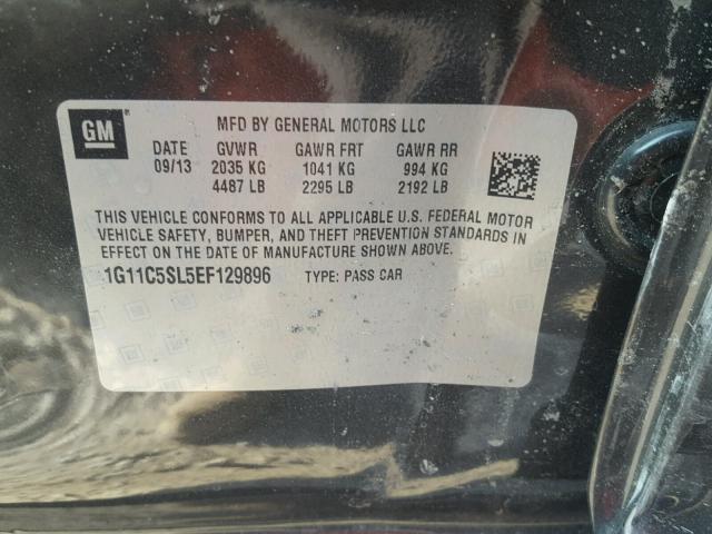 1G11C5SL5EF129896 - 2014 CHEVROLET MALIBU 1LT BLACK photo 10