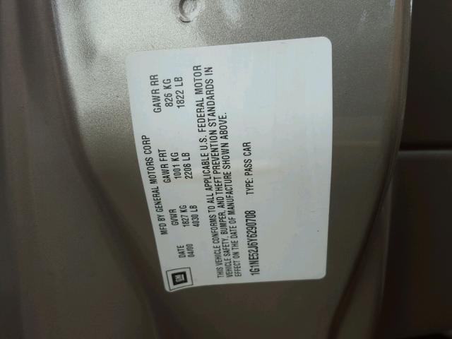 1G1NE52J6Y6290708 - 2000 CHEVROLET MALIBU LS 棕色 照片 10