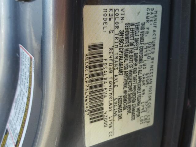 3N1BC1CP7AL464487 - 2010 NISSAN VERSA S SILVER photo 10