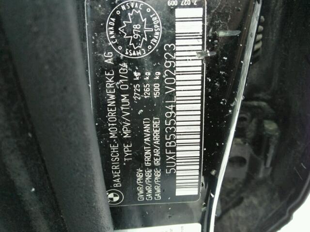 5UXFB53594LV02923 - 2004 BMW X5 4.4I BLACK photo 9