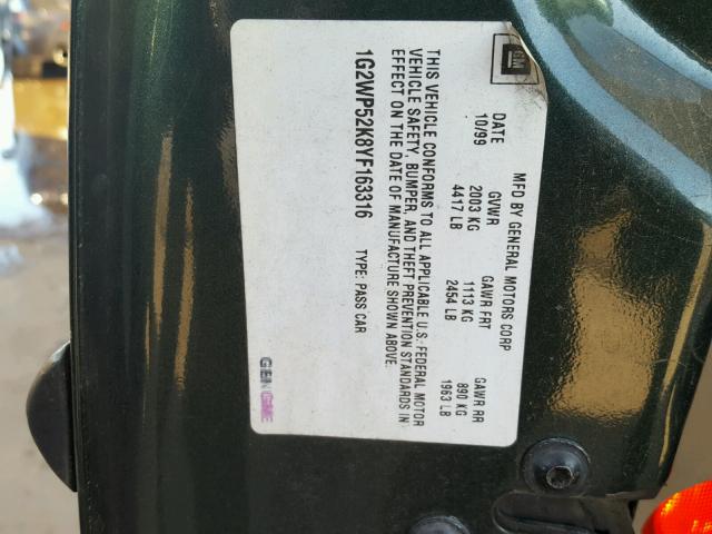 1G2WP52K8YF163316 - 2000 PONTIAC GRAND PRIX GREEN photo 10