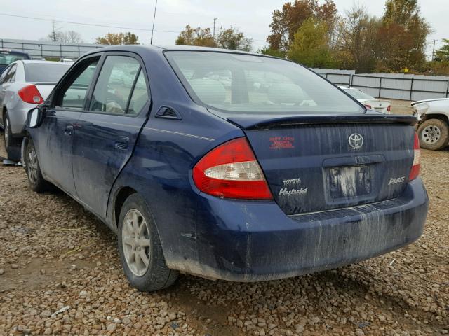 JT2BK18U020043457 - 2002 TOYOTA PRIUS BLUE photo 3