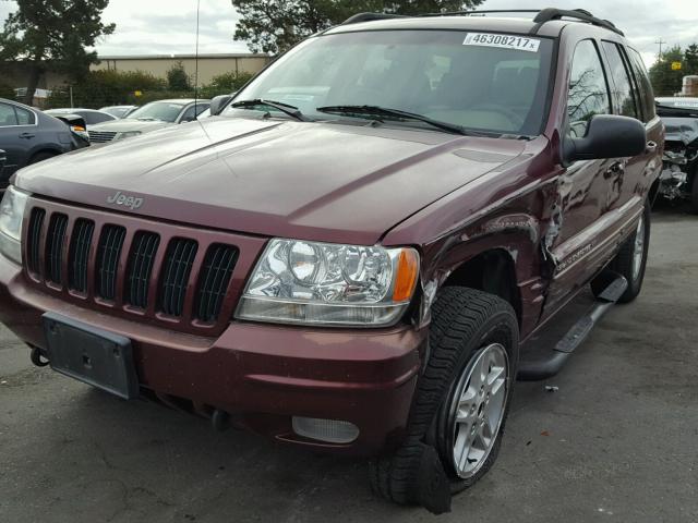 1J4GW58N7YC324318 - 2000 JEEP GRAND CHER BURGUNDY photo 2