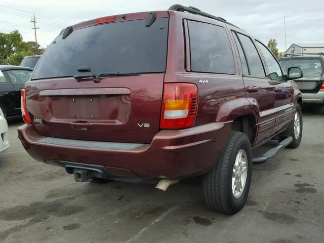 1J4GW58N7YC324318 - 2000 JEEP GRAND CHER BURGUNDY photo 4