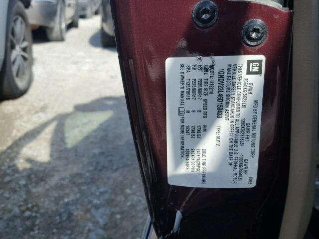 1GNDV23L46D150433 - 2006 CHEVROLET UPLANDER L 勃艮第红 照片 10