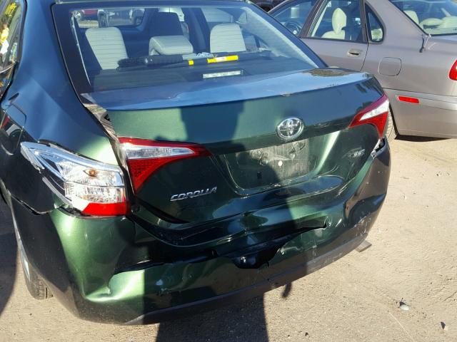 2T1BURHE4GC675609 - 2016 TOYOTA COROLLA L GREEN photo 9