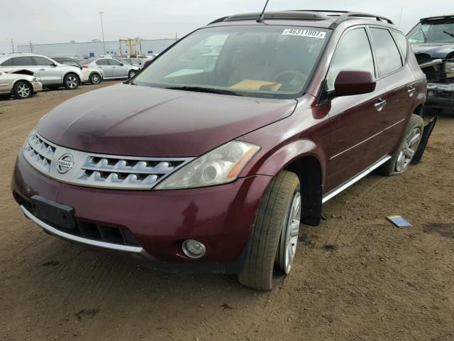 JN8AZ08W06W541661 - 2006 NISSAN MURANO SL MAROON photo 2