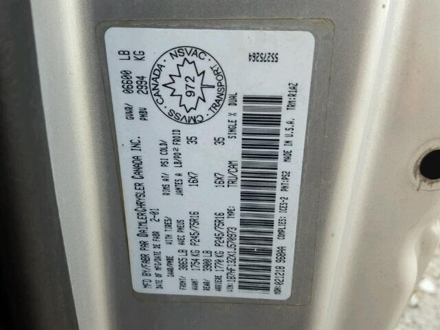 1B7HF13ZX1J570973 - 2001 DODGE RAM 1500 SILVER photo 10