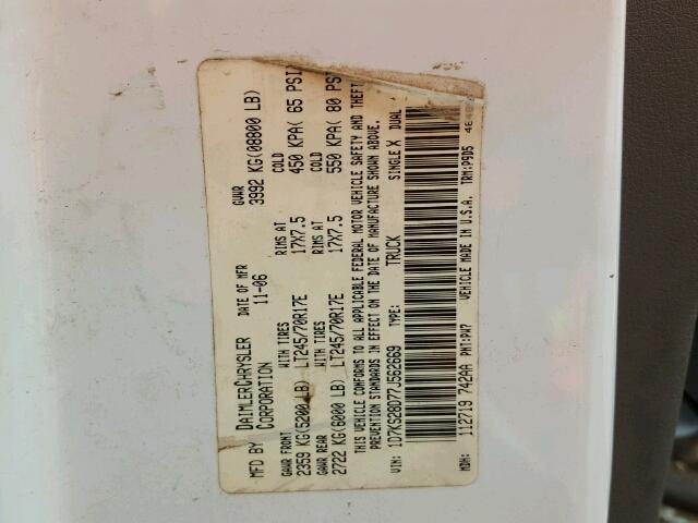 1D7KS28D77J562669 - 2007 DODGE RAM 2500 S WHITE photo 10