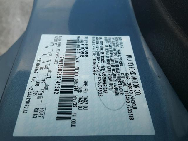 1ZVFT80N255145382 - 2005 FORD MUSTANG BLUE photo 10