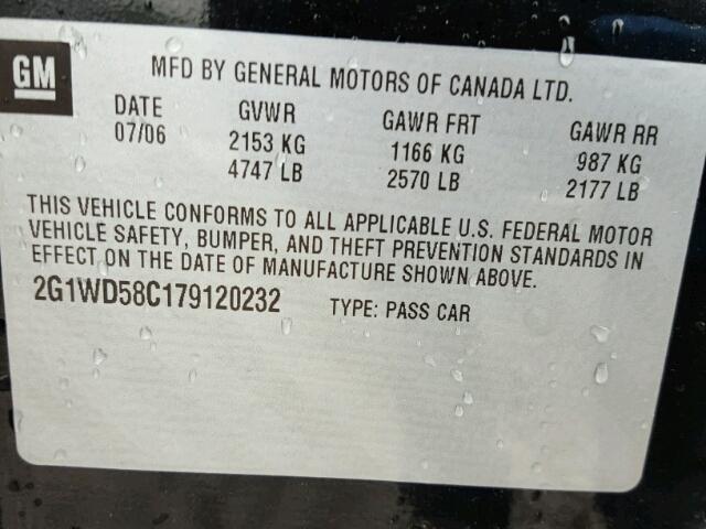 2G1WD58C179120232 - 2007 CHEVROLET IMPALA SUP BLACK photo 10