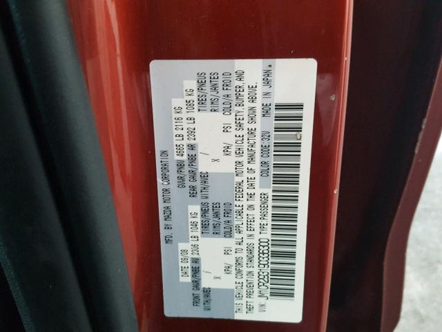 JM1CR293190336300 - 2009 MAZDA 5 BURGUNDY photo 10