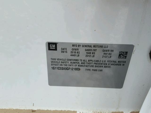 1G11C5SA9GF121883 - 2016 CHEVROLET MALIBU LIM 白色 照片 10