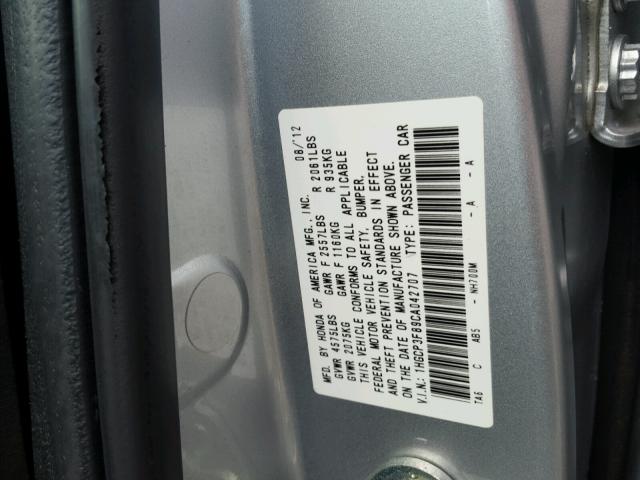 1HGCP3F89CA042707 - 2012 HONDA ACCORD EXL SILVER photo 10