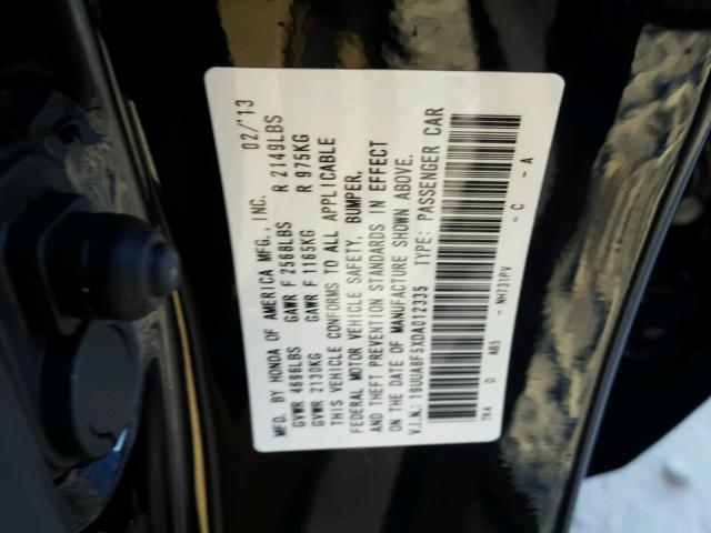 19UUA8F5XDA012335 - 2013 ACURA TL BLACK photo 10