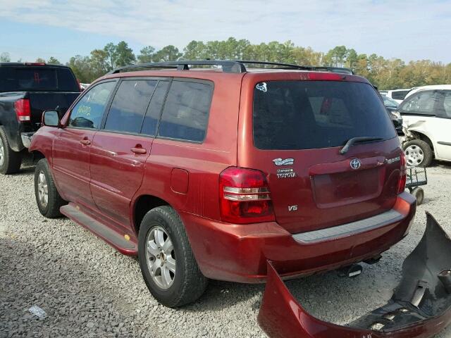 JTEGF21A930089101 - 2003 TOYOTA HIGHLANDER RED photo 3