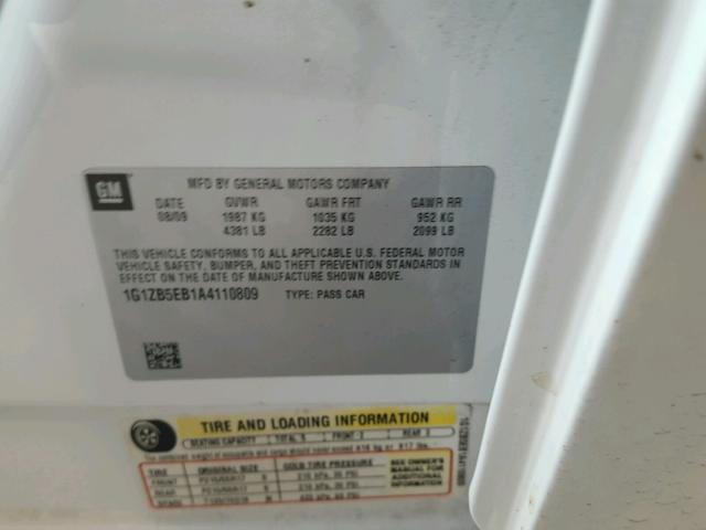 1G1ZB5EB1A4110809 - 2010 CHEVROLET MALIBU LS 白色 照片 10