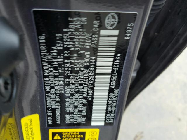 4T4BF1FK2GR584444 - 2016 TOYOTA CAMRY LE GRAY photo 10