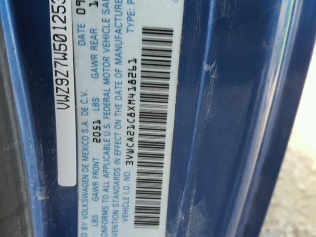 3VWCA21C8XM418261 - 1999 VOLKSWAGEN NEW BEETLE 蓝色 照片 10