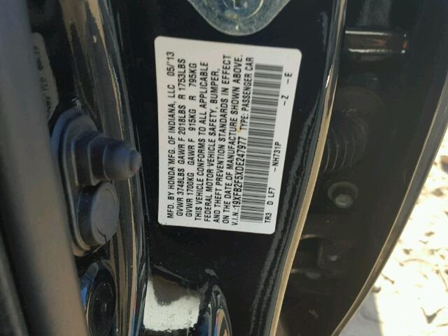 19XFB2F5XDE247977 - 2013 HONDA CIVIC LX BLACK photo 10