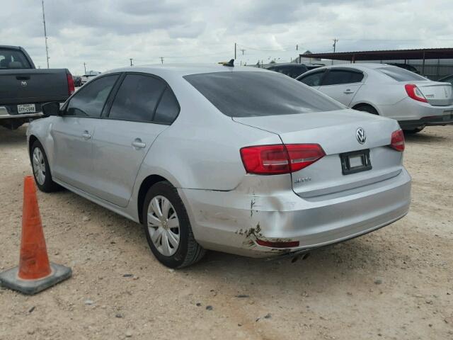 3VW2K7AJXFM413338 - 2015 VOLKSWAGEN JETTA BASE SILVER photo 3